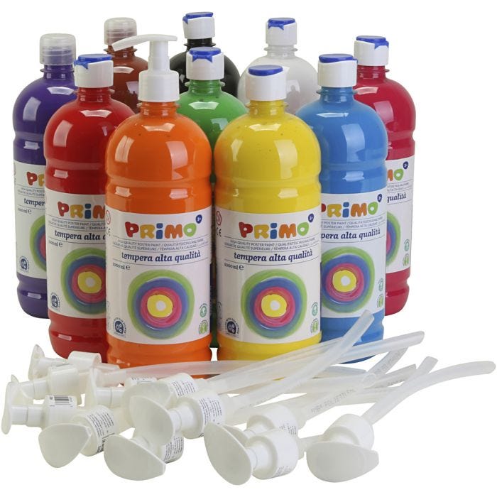 Pintura Témpera Mate, mate, surtido de colores, 10x1000 ml/ 1 paquete