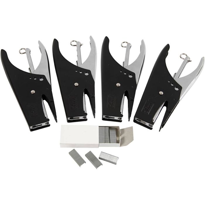 Grapadora y grapas, medida 6/4, A: 6 mm, 1 set