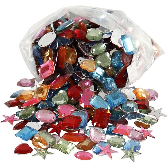 Joyas - Cueva de aladín, medidas 10-17 mm, surtido de colores, 210 gr/ 1 paquete