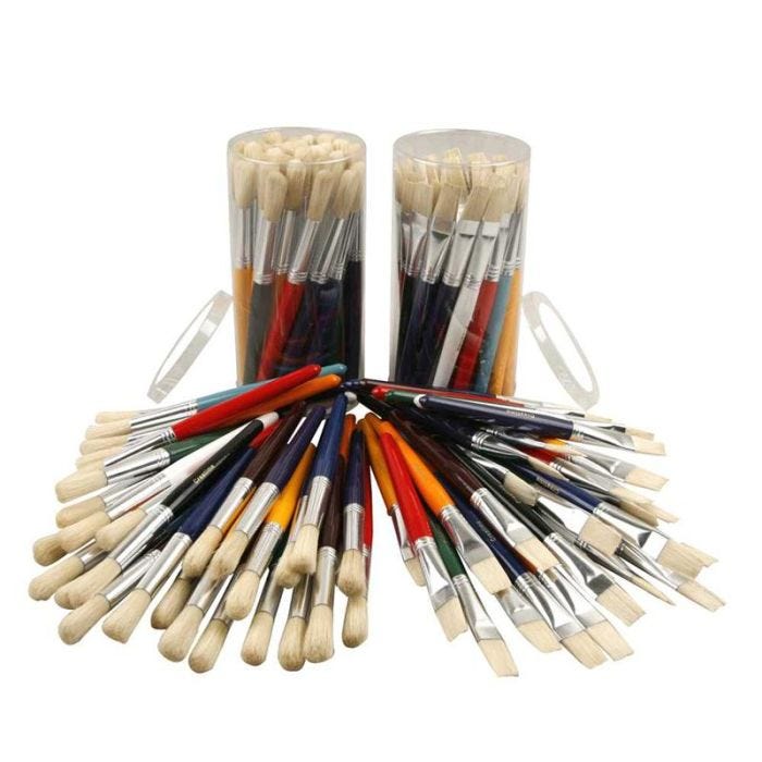 Pinceles de pintura para niños, Redondo,plano, L. 19 cm, A: 15 mm, 60 ud/ 1 paquete