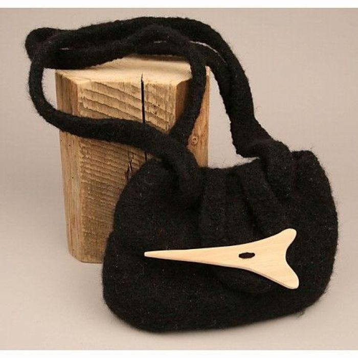 Wooden Design Buttons Sewn Onto The Bag