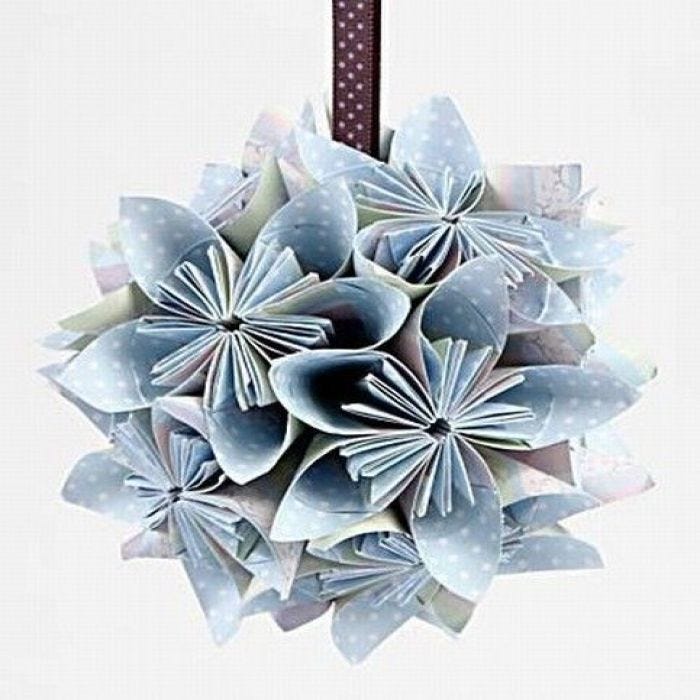 A Flower Bauble folded from Paper