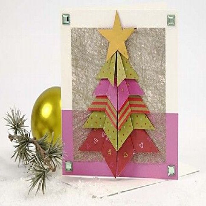 A Card with a Folded Christmas Tree