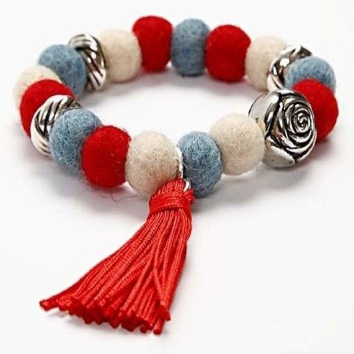A Bracelet with Wool Beads