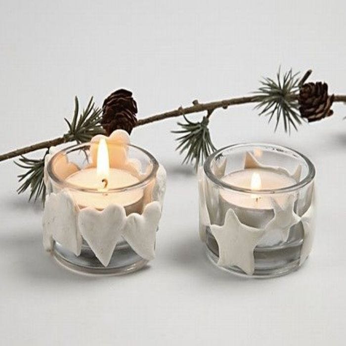 Christmas Tea Light Candle Holders with Silk Clay