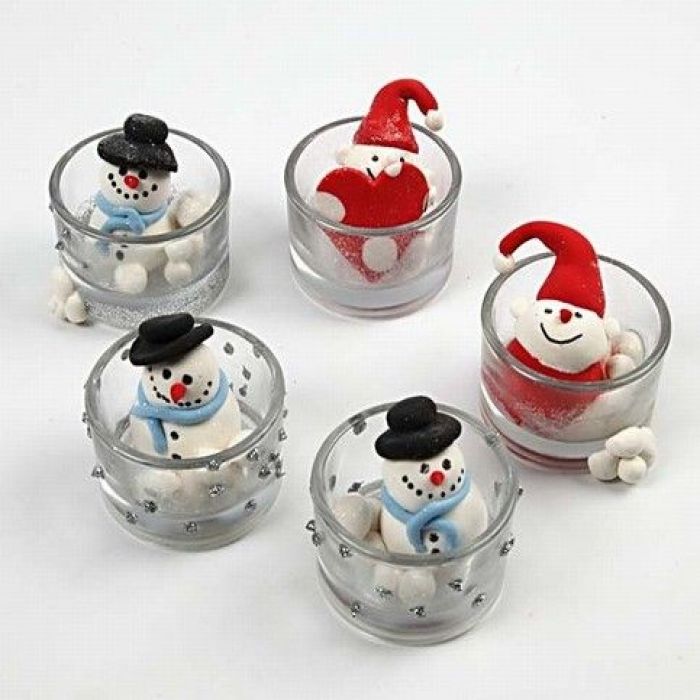 Silk Clay Figures in Candle Holders