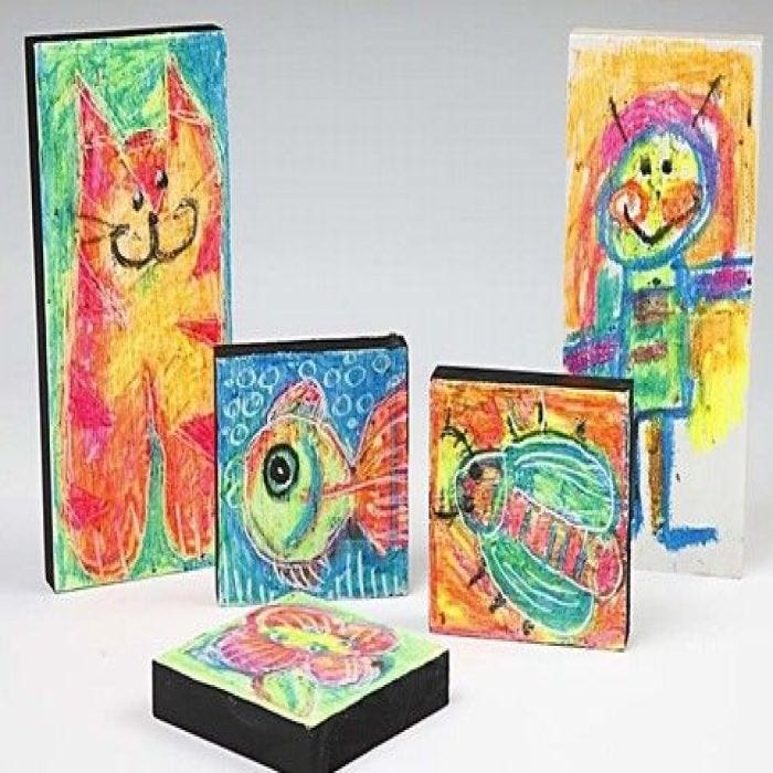 Wood Icons with Oil Pastels