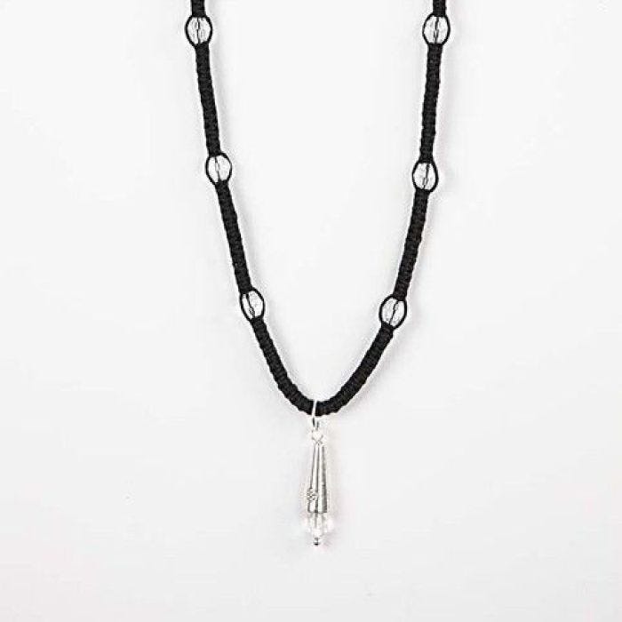 A Macramé Necklace with Cones and Beads