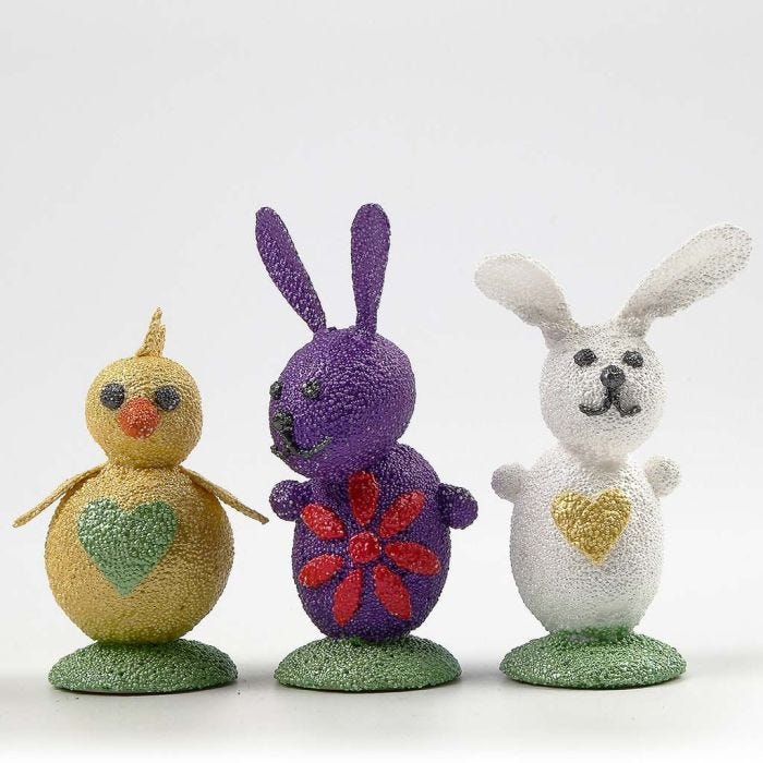 Easter Decorations made from Metallic Foam Clay