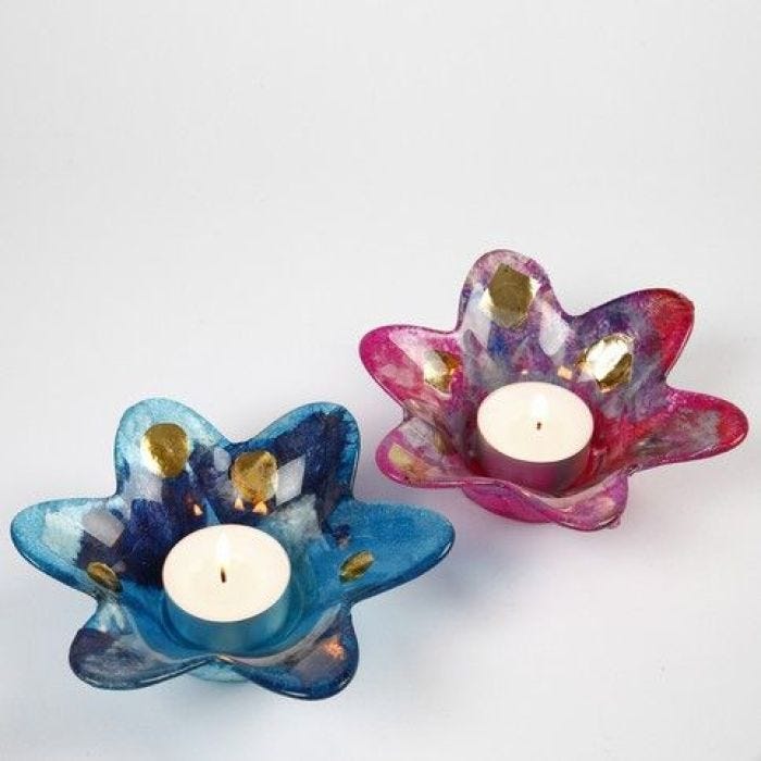 A Candle Holder Flower with Decoupage