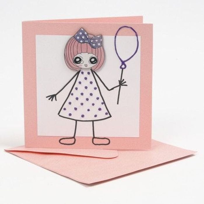 A Card with Girl's Sticker