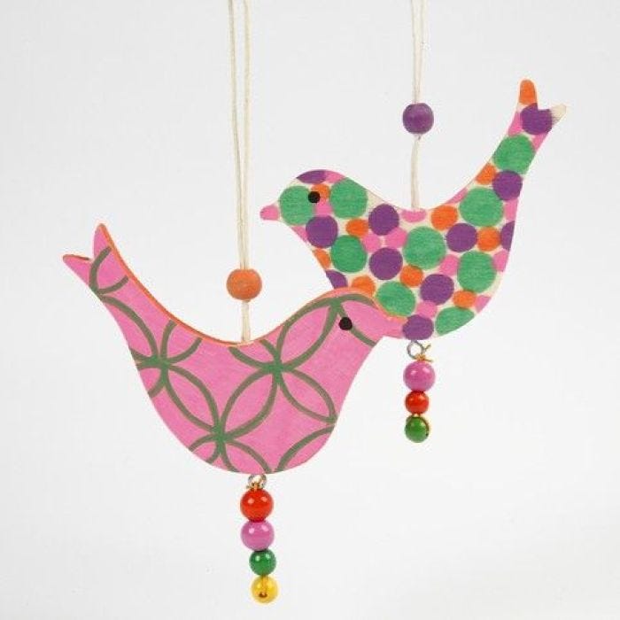 Wooden Birds decorated with Poster Hobby Markers