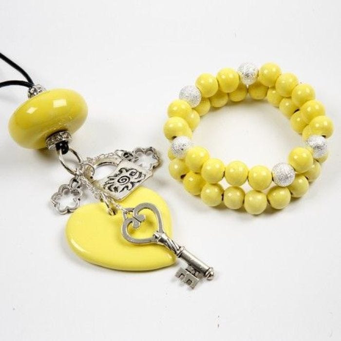A Necklace and a Bracelet with Trend Ceramic Beads