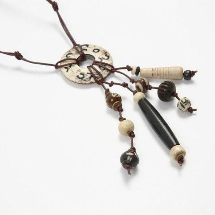 A Necklace made with hand-carved Bone Beads