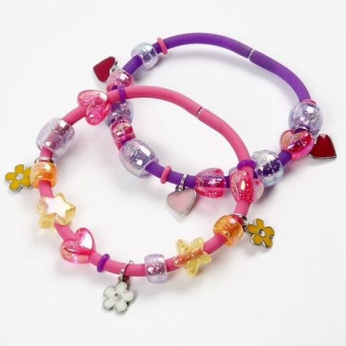 Silicone Bracelets with Plastic Beads and Charms