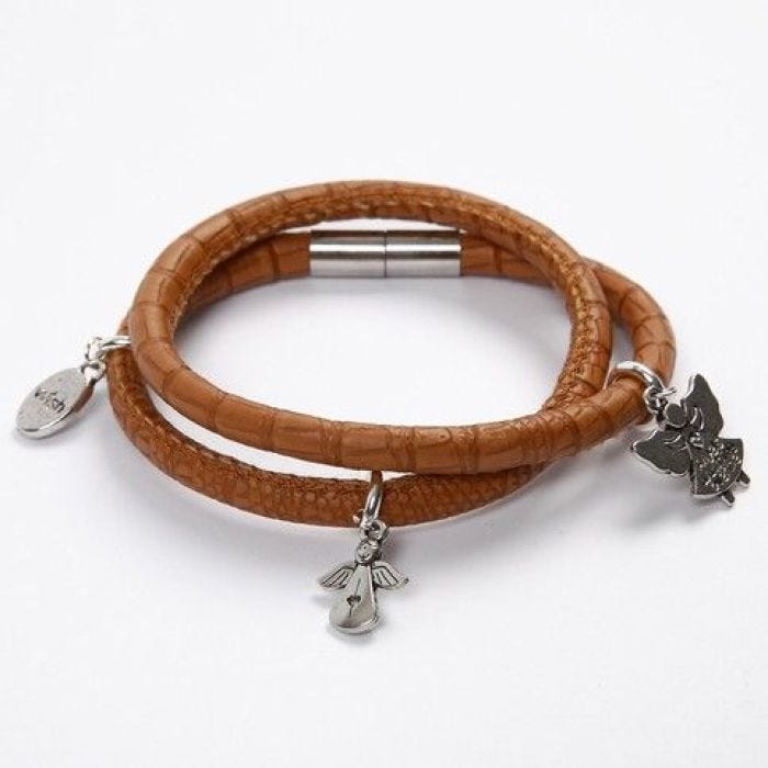 Pulsera de cuero de imitación con estampado de cocodrilo