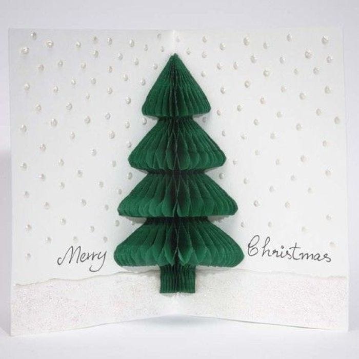 A Christmas Card with a Concertina Christmas Tree 