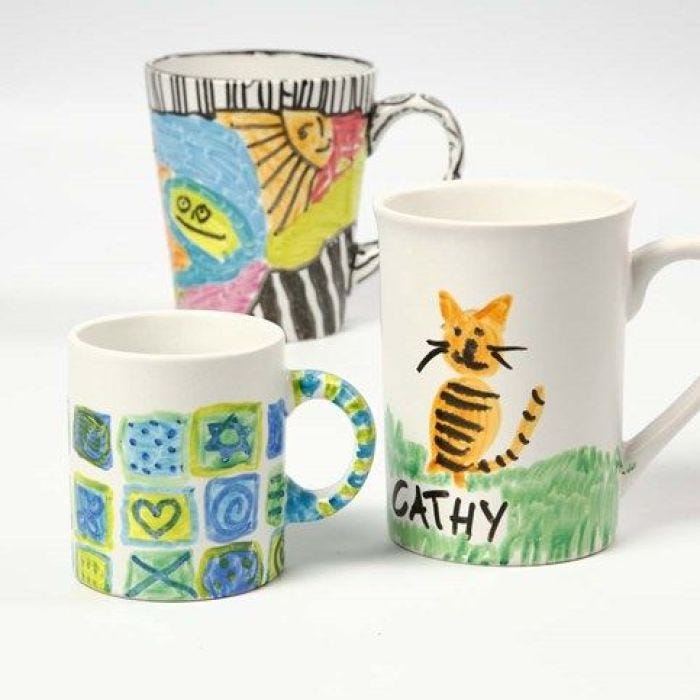 Porcelain Mugs decorated with Marker Pens