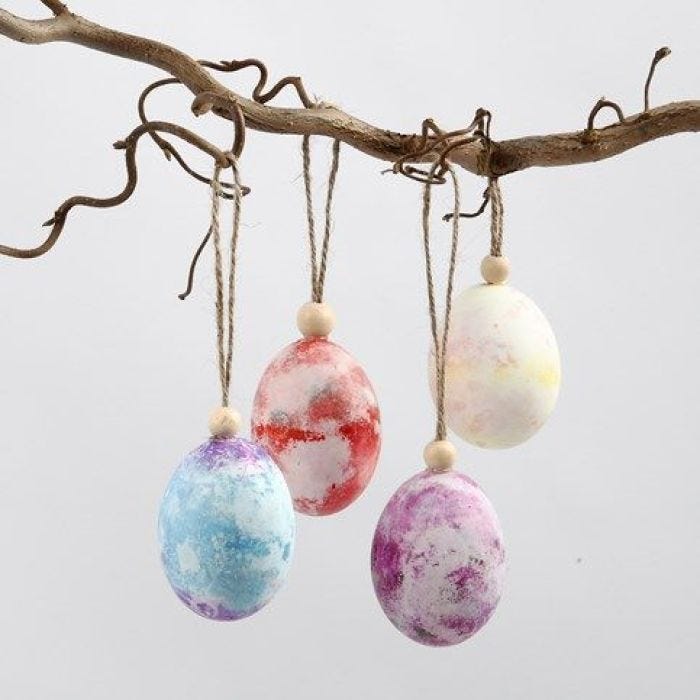 Natural Eggs coloured by using Crepe Paper