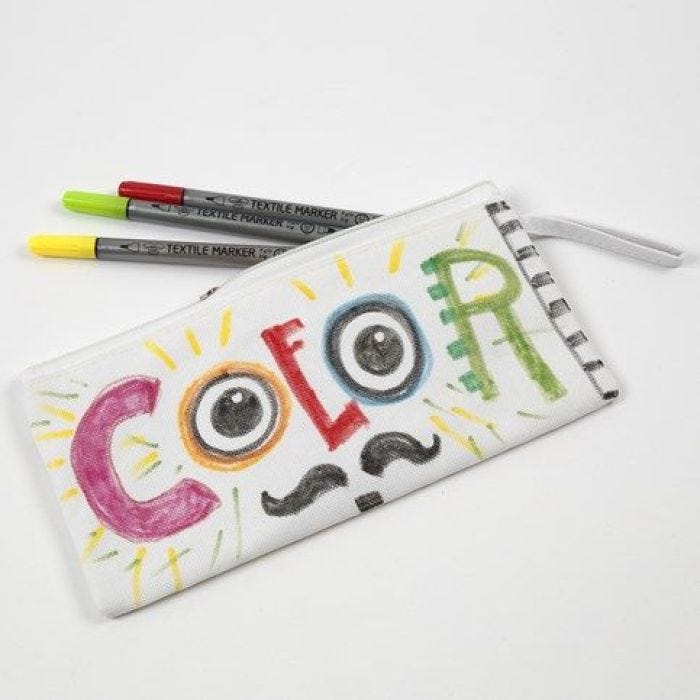 A Pencil Case decorated with Textile Markers