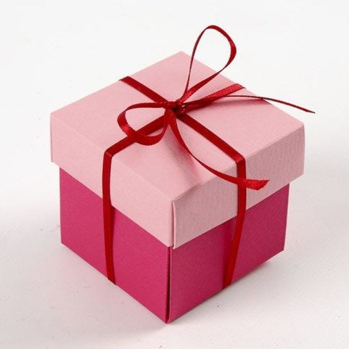 A Folding Box in two Colours with a Satin Ribbon