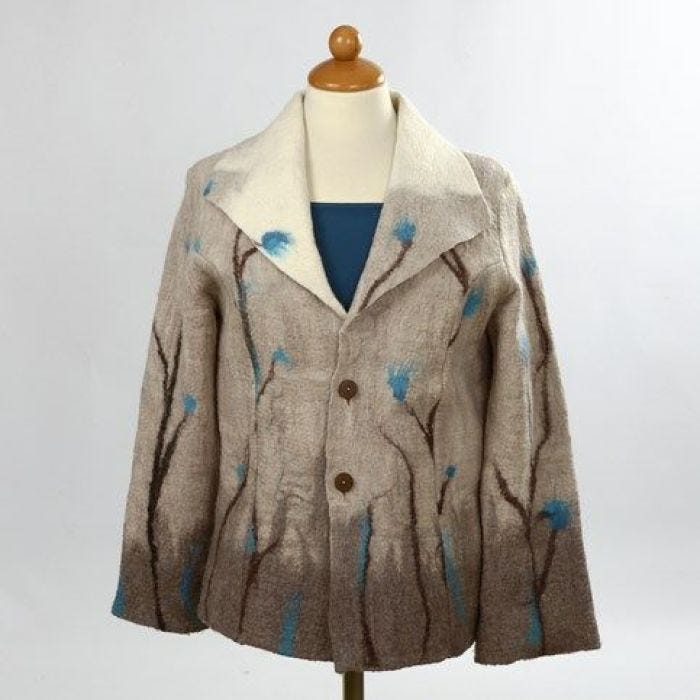 A Jacket made from soft felted Merino Wool