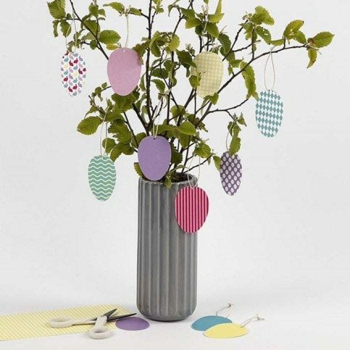 Decorative hanging Eggs from patterned Card