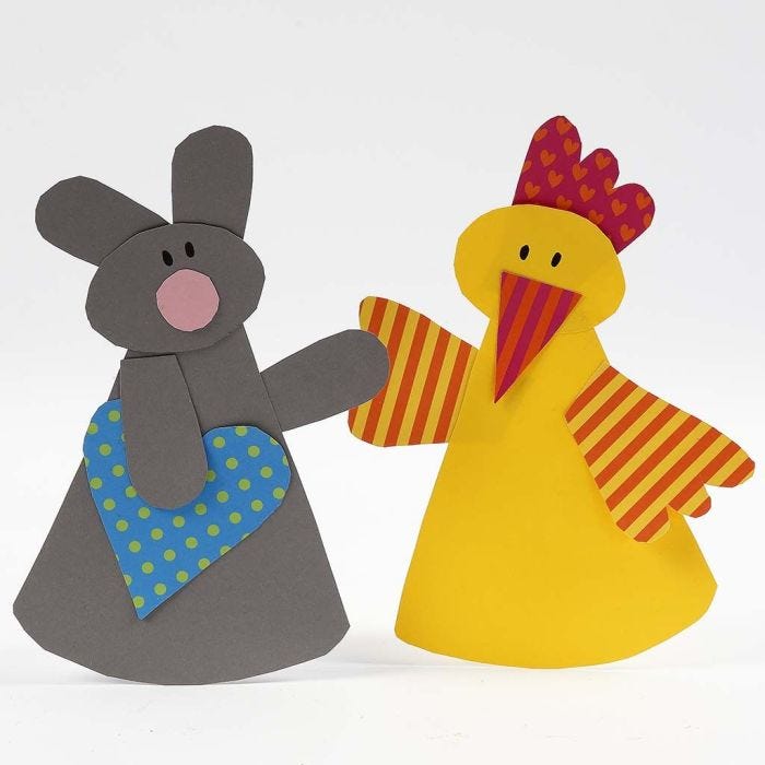 Conejo y pollito de Pascua de cartulina lisa y estampada