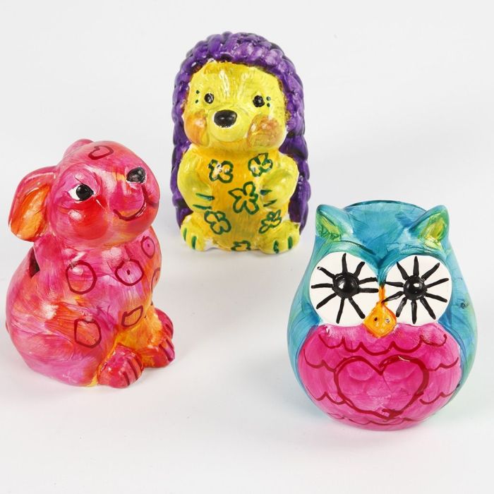 Hucha de terracotta pintada con pintura A-Color Glass