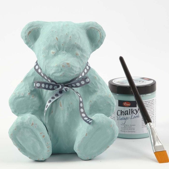 A Papier-Mâché Teddy painted with Chalky Vintage Look Paint