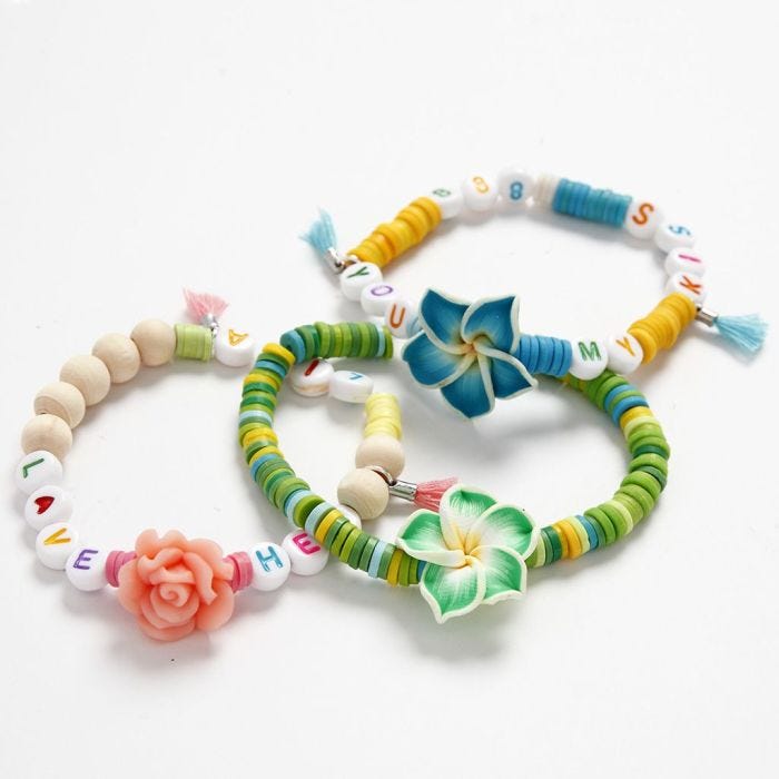Pulseras elásticas con cuentas de colores de verano