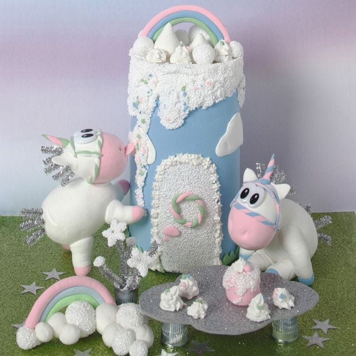  Un Unicornio y Castillo de Silk Clay