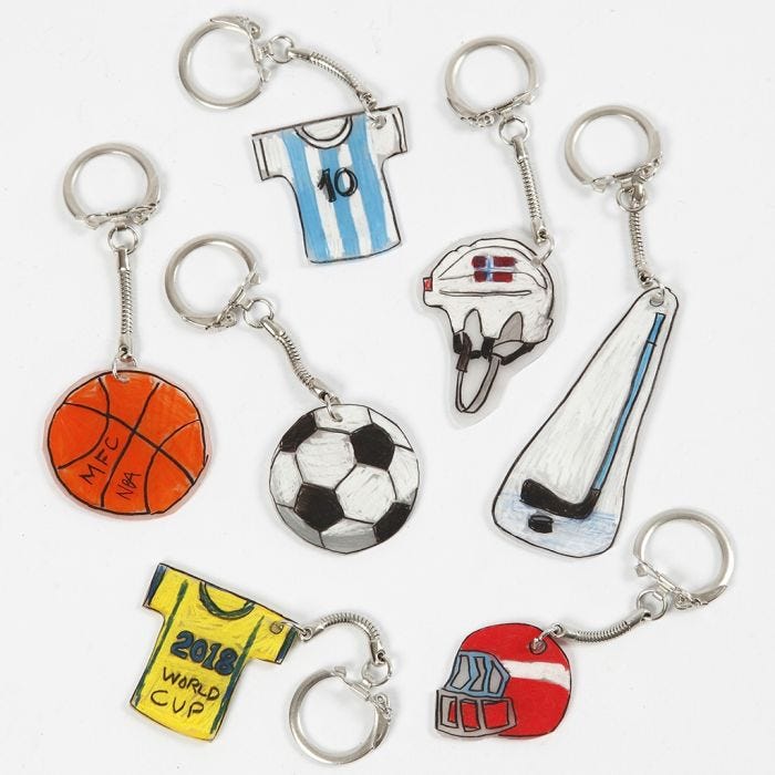 Llaveros de Shrink Plastic de tema deportivo