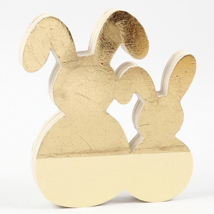  Conejitos de pascua decorados con foil dorado de decoracion y pintura de manualidades