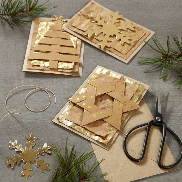 Tarjetas de Navidad decoradas con papel de imitación de cuero decoraciones colgantes