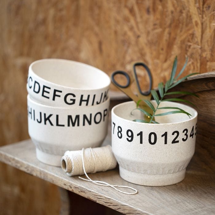 Bamboo Bowls decorated with Numbers and Letters