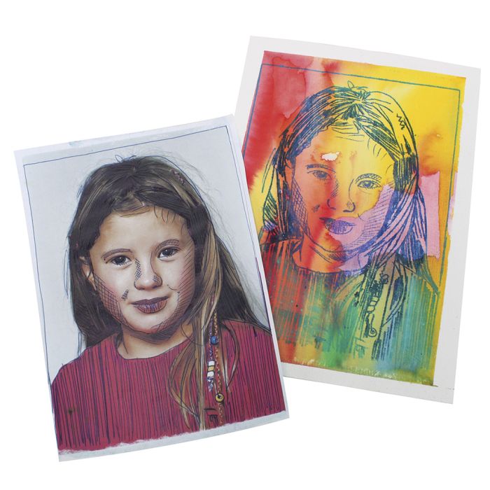 Retratos impresos con pastel al óleo 