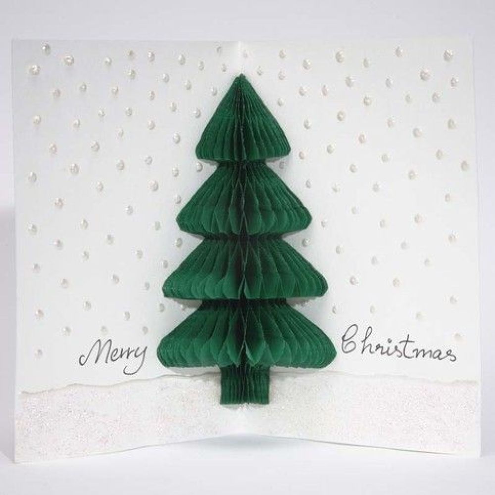 A Christmas Card with a Concertina Christmas Tree | Guia DIY