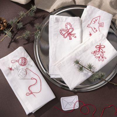 Servilletas navideñas con bordado