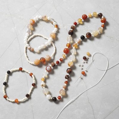 Collar y pulsera con ágatas naturales 
