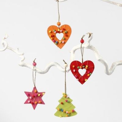 Wooden Hanging Decorations with brass Wire and wooden Beads