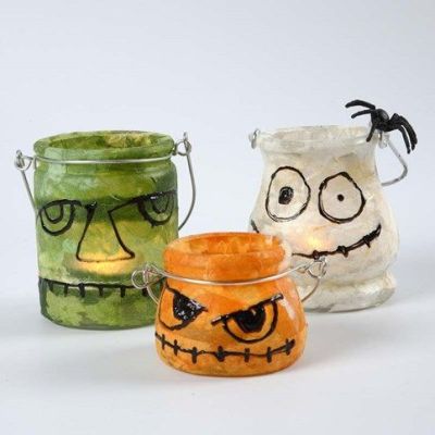 Glass Lanterns decorated with Straw Silk Paper and 3D Liner