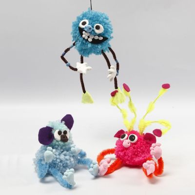 Animales fantásticos hechos con pompones