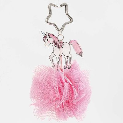  Un llavero de unicornio con un Pom-Pom de tul