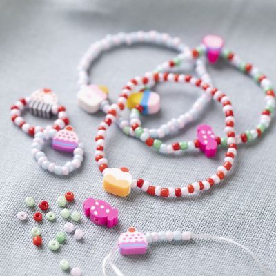 Pulsera y anillo con cuentas de semillas de rocaille y cuentas de caramelo