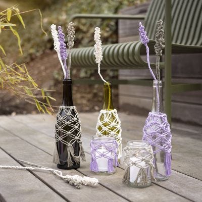 Macramé en tarros y botellas