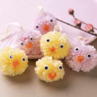 Pollitos de Pascua con pompones