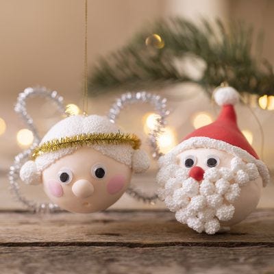 Papá Noel y ángel de Silk Clay® y Foam Clay®