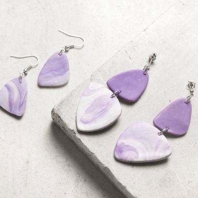 Pendientes efecto mármol con arcilla de joyería
