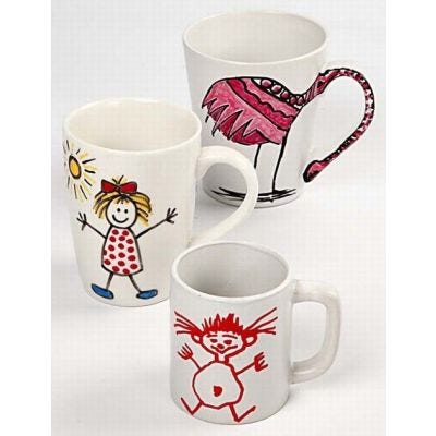 Porcelain Mugs decorated with  Markers